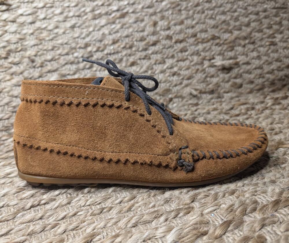 Minnetonka Suede Moccasin Ankle Boots Bootie Brown Size 8 Leather Boho